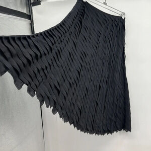 J. Jill Vintage A-Line Maxi Skirt Womens Size 10P Petite Black Silk Blend Tiered